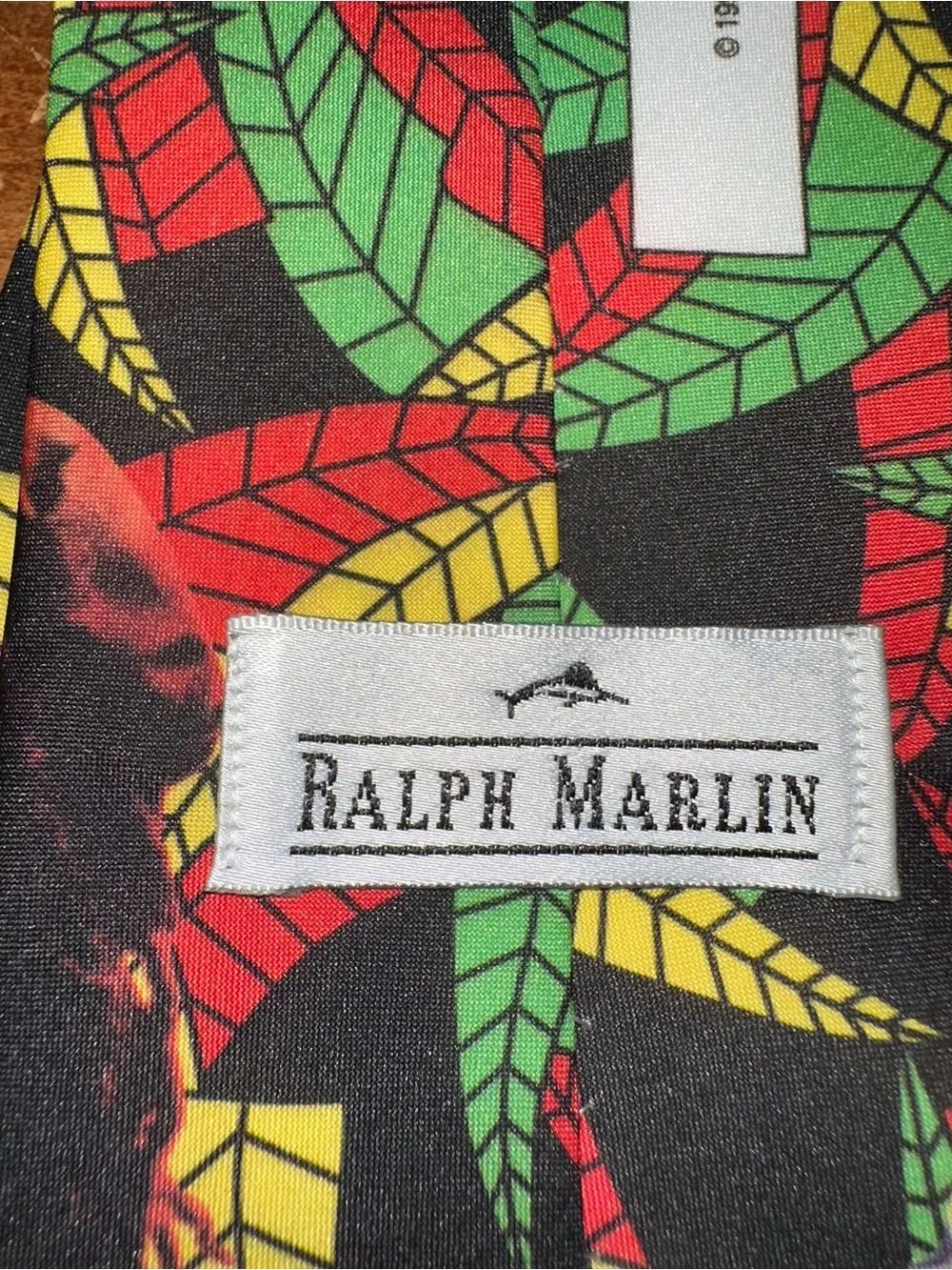 Ralph Marlin Bob Marley and The Wailers Collage Tie with Green Red Yellow Black